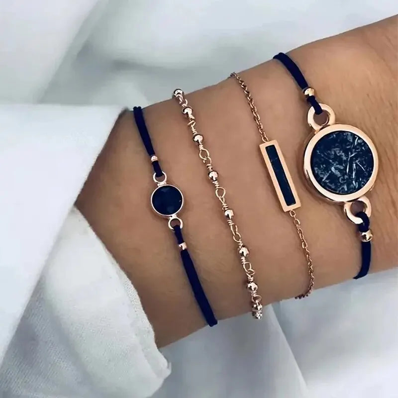 Conjunto de Relógio com pulseira de Couro Fashion para Mulheres