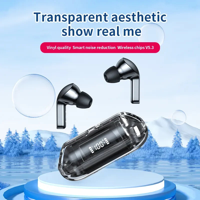 Auriculares Bluetooth TM20 Transparentes - Desfrute de Música e Jogos sem Fio com Qualidade de Som Excepcional!