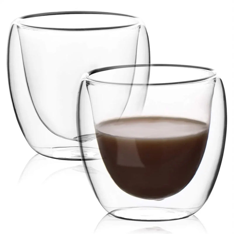 Conjunto de 6 Canecas de Vidro Duplo Transparente com Isolamento Térmico - Perfeito para Café, Chá, Leite e Mais!