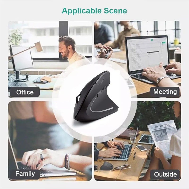 Mouse Vertical Ergonômico sem Fio de 2.4GHz - Conforto e Precisão para Seus Dias de Trabalho!