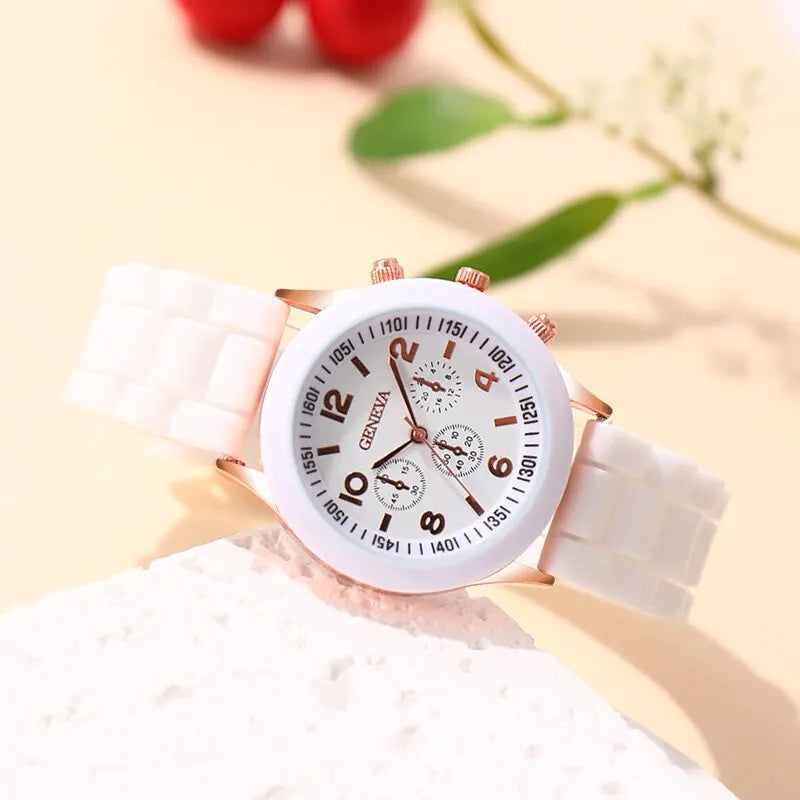 Relógio de Pulso Feminino Fashion em Silicone Branco - Elegância e Estilo em Cada Momento!