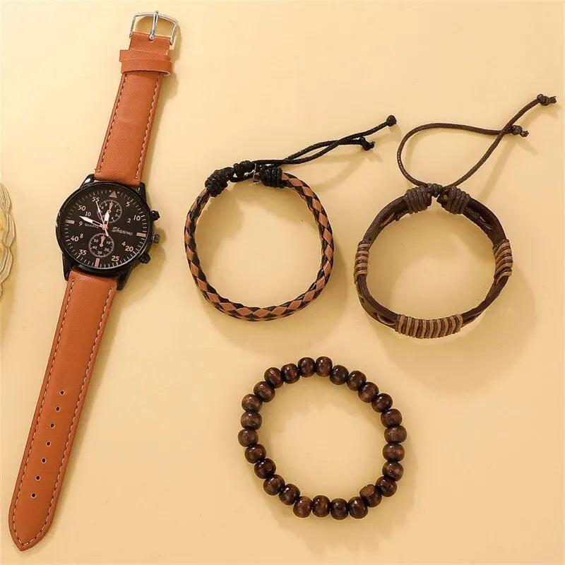 Novo Conjunto de Relógio e Pulseira para Homens: Elegância e Estilo em um Presente Sofisticado!