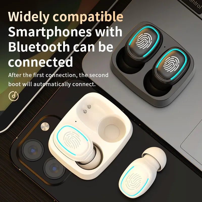 Auricular sem Fio Bluetooth com Controle por Toque, Mini e de Alta Qualidade - Desfrute de Som de Alta Definição com Conforto e Conveniência!