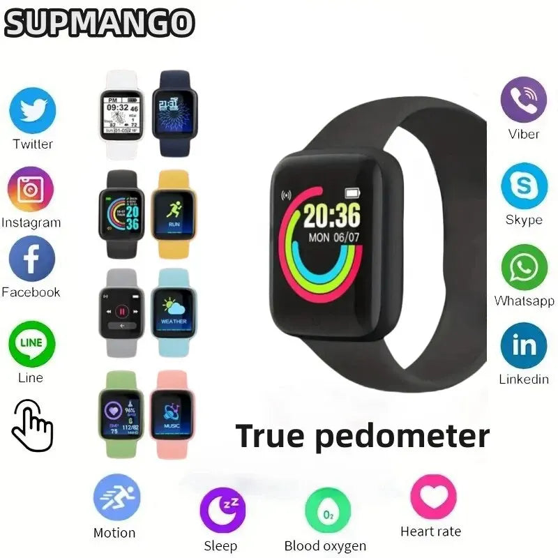 Smartwatch Recarregável Y68S - Acompanhe Seus Passos e Mantenha-se Conectado em Grande Estilo!