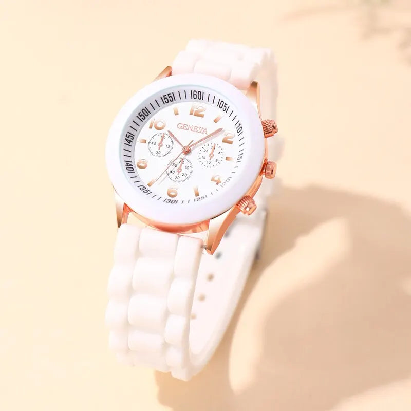 Relógio de Pulso Feminino Fashion em Silicone Branco - Elegância e Estilo em Cada Momento!