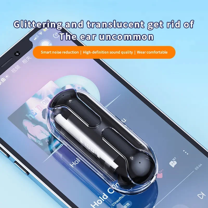 Auriculares Bluetooth TM20 Transparentes - Desfrute de Música e Jogos sem Fio com Qualidade de Som Excepcional!