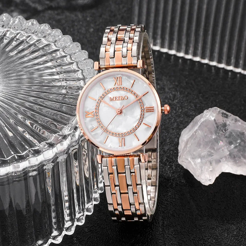 Relógio Feminino de Luxo com Bracelete de Cristal - Elegância e Estilo!