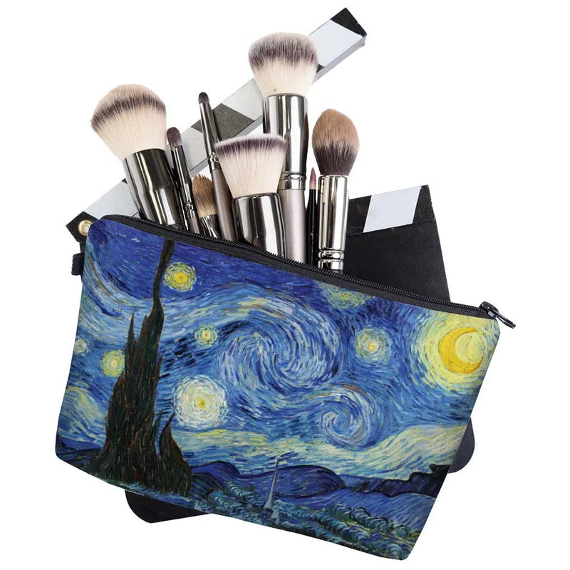 Bolsa de Viagem Portátil com Estampa de Noite Estrelada de Van Gogh - Organização Encantadora para seus Cosméticos em Viagens!