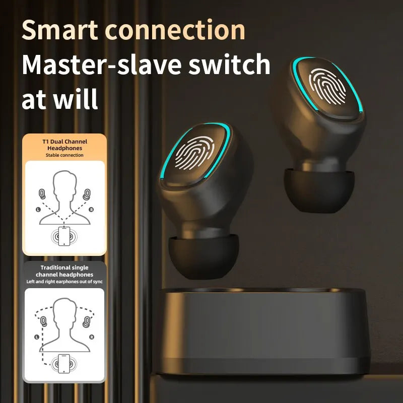 Auricular sem Fio Bluetooth com Controle por Toque, Mini e de Alta Qualidade - Desfrute de Som de Alta Definição com Conforto e Conveniência!